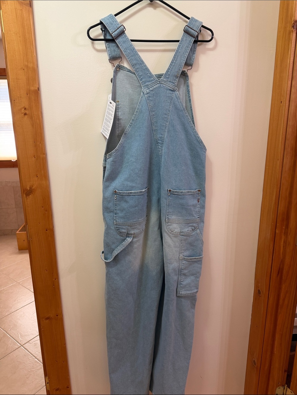 Fracomina Light Wash Distressed Denim Overalls with Heavy Rip & Rhinestones - Picture 6 of 14